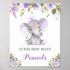 Rate, wie viele Erdnüsse Elephant Baby Shower Game Poster