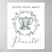 Rate, wie viele Erdnüsse Elephant Baby Shower Game Poster (Vorne)