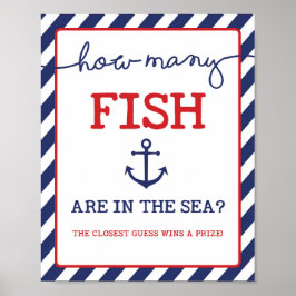Rate, wie viele Fisch Nautical Baby Shower Spielze Poster