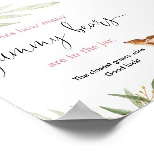 Rate, wie viele Gummibären Spiel rosa Goldhirsche Poster (Ecke)