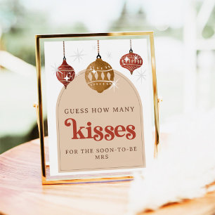 Rate, wie viele Kisse Retro Bauble Weihnachtsbrida Poster