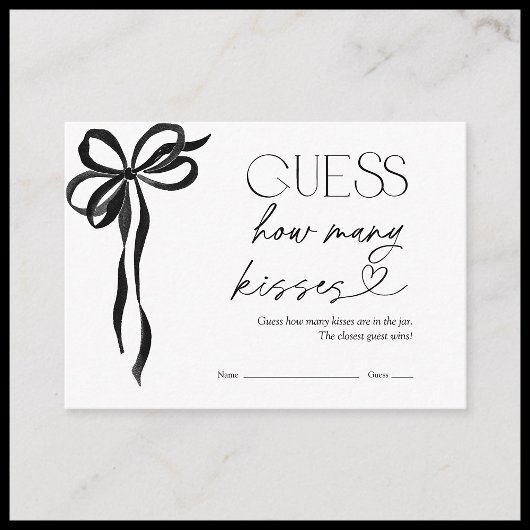 Rate, wie viele Kisses Black Bow Brautparty Game Begleitkarte