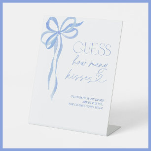 Rate, wie viele Kisses Blue Bow Brautparty Sockelschild
