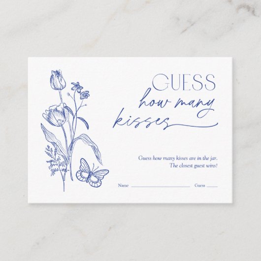 Rate Wie viele Kisses Blue Brautparty Game Begleitkarte (Vorderseite)
