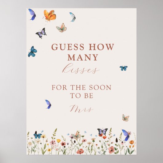 Rate Wie viele Kisses Brautparty Butterfly Game Poster (Vorne)
