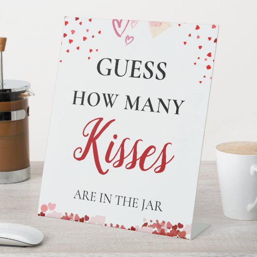 Rate, wie viele Kisses valentine Brautparty Sign Sockelschild (In Situ)