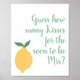 Rate, wie viele Kisses Yellow Lemon Brautparty Poster
