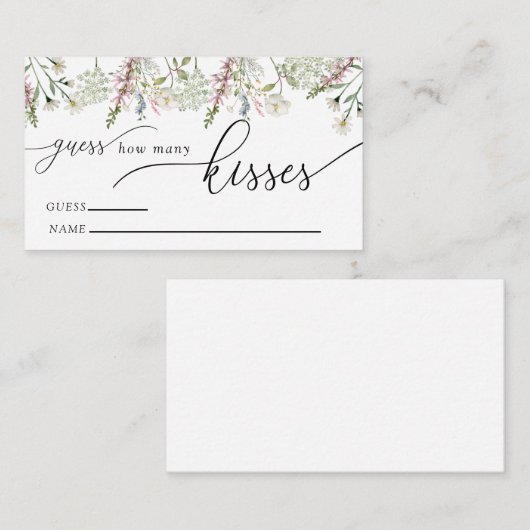 Rate, wie viele Küsse | Chic Wildblume Begleitkarte (Vorne/Hinten)