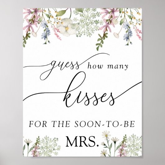 Rate, wie viele Küsse | Chic Wildblume Poster (Vorne)