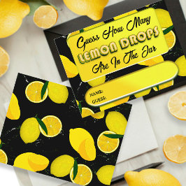 Rate, wie viele Lemon tropft Black Yellow Fun Game Begleitkarte