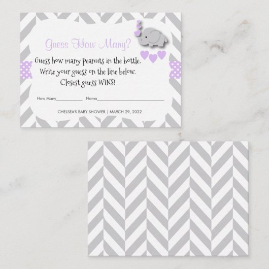 Rate wie viele - Lila Elefanten Begleitkarte (Vorne/Hinten)