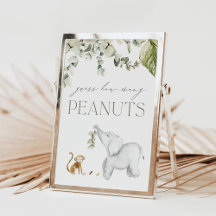 Rate wie viele Peanuts Baby Shower Game Sign