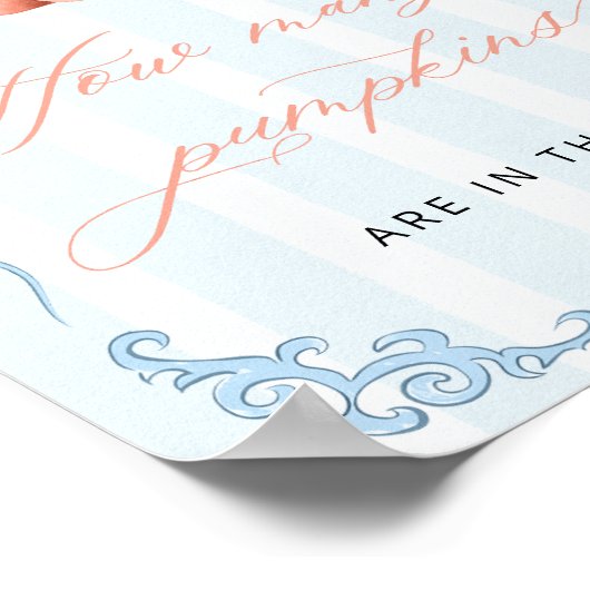 Rate Wie viele Pumpkins Blue Bow Poster (Ecke)