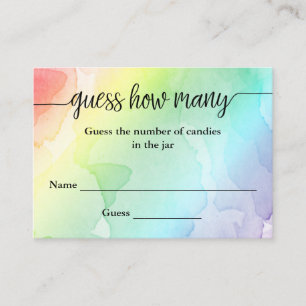 Rate wie viele Rainbow Watercolor Game Card Begleitkarte