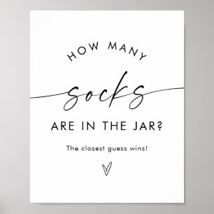 Rate, wie viele Socken Spiel Neutrale Babydusche Poster