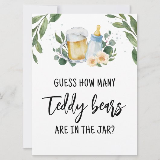 Rate, wie viele Teddy Bears Candies Sign Game Einladung (Vorderseite)