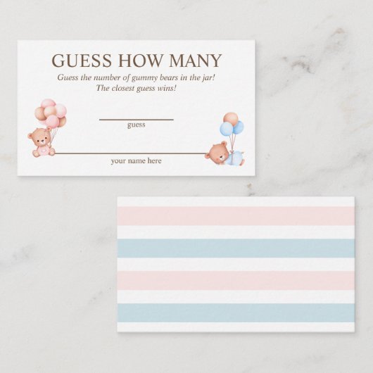 Rate, wie viele Twins Baby Shower Game Card Begleitkarte (Vorne/Hinten)