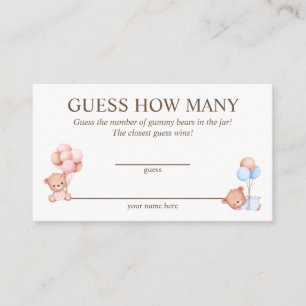 Rate, wie viele Twins Baby Shower Game Card Begleitkarte