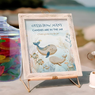 Rate, wie viele Whale Baby Dusche Spielzeichen Poster