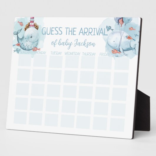Raten Sie an Ankunft Game due Date Whale Boy Baby Fotoplatte (Seite)
