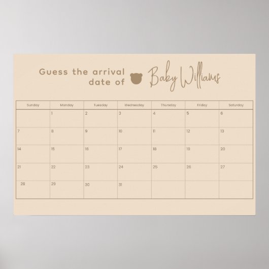 Raten Sie Baby Date Game Poster (Vorne)