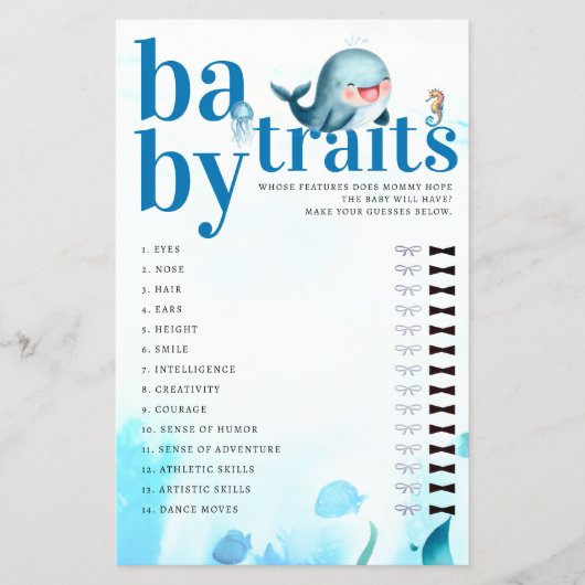 Raten Sie Baby Features Duschgame Niedlich Blue Wh Flyer (Vorne)