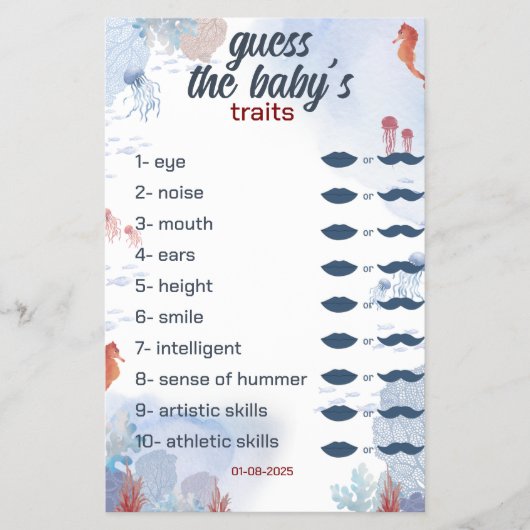 Raten Sie das Baby Game Under Sea Baby Shower Flyer (Vorne)