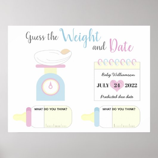 Raten Sie das Gewicht und das Date Baby Dusche Spi Poster (Vorne)