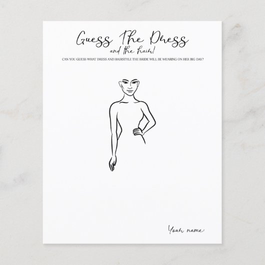 Raten Sie das Kleid - Spiel für Brautparty Party (Vorderseite)