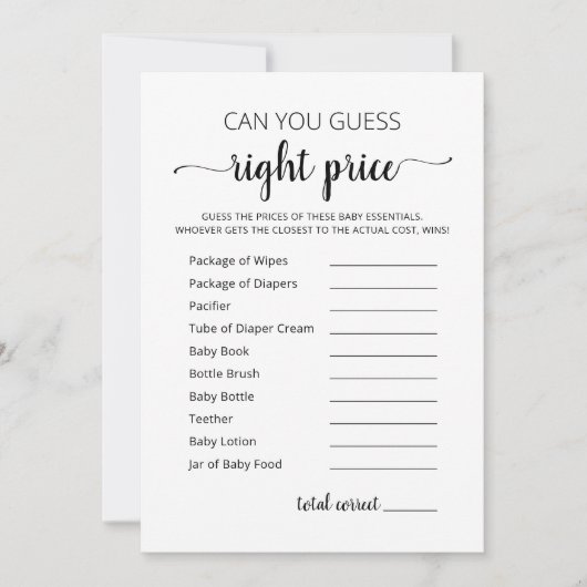 Raten Sie das richtige Spiel mit Baby Shower Party Einladung (Vorderseite)