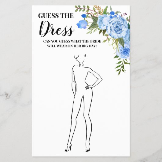 Raten Sie die Blue Game Card des Dress Brautparty Flyer (Vorne)