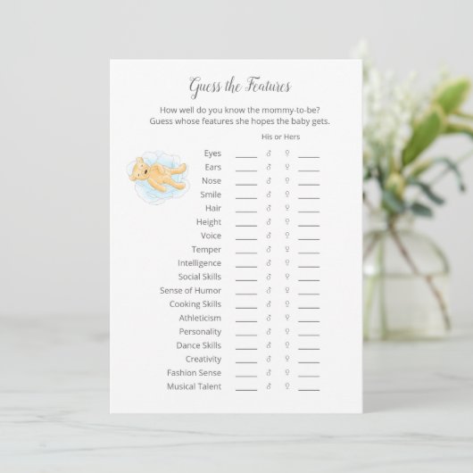 Raten Sie die Features Game Boy Teddy Bärenkarte Programm (Stehend Vorderseite)