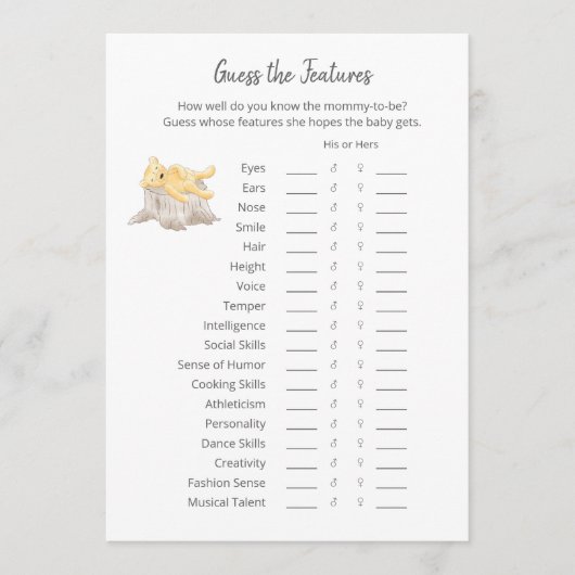 Raten Sie die Features Game Teddy Bärenkarte Programm (Vorderseite)