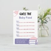 Raten Sie mal das Baby Food Baby Shower Game Begleitkarte (Stehend Vorderseite)