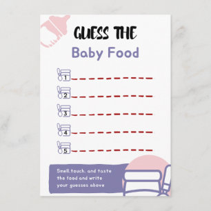 Raten Sie mal das Baby Food Baby Shower Game Begleitkarte