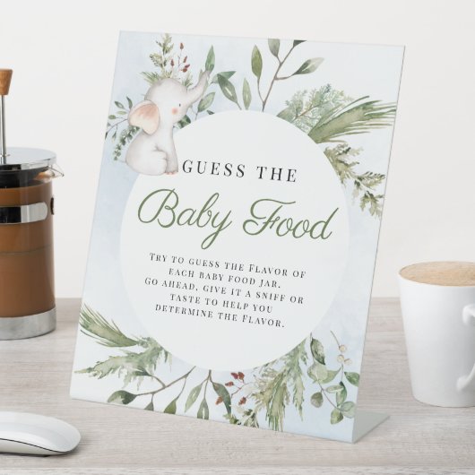 Raten Sie mal das Baby Food Boy Elephant Baby Dusc Sockelschild (In Situ)