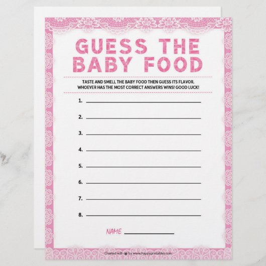 Raten Sie mal das Baby Food [Luxuslackierung [Rosa Briefbogen (Vorne/Hinten)