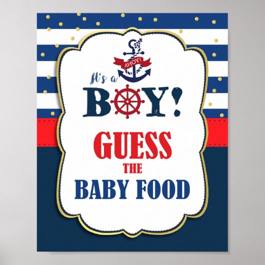 Raten Sie mal das Baby Food Nautical Baby Shower G Poster (Vorne)