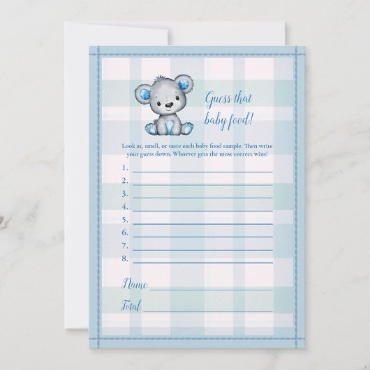 Raten Sie mal das Baby Food Niedlich Grau Bärenjun Einladung (Vorderseite)