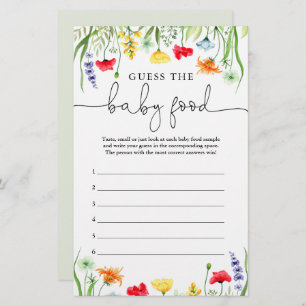 Raten Sie mal, das Babynahrung-Spiel bunt Wildblum