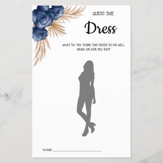 Raten Sie mal, das Dress Blue Flowers Brautparty G Flyer (Vorne)