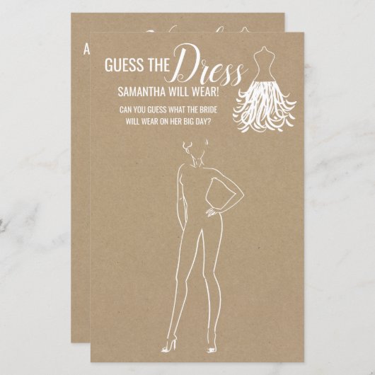 Raten Sie mal, das Kleid rustikale Dusche zweispra (Vorne/Hinten)