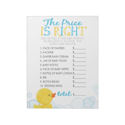 Raten Sie mal, das Preis Rubber Duck Baby Shower G Notizblock (Rotiert)