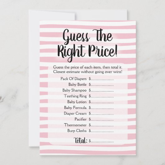 Raten Sie mal, das Preisbaby Duschspiel pink weiß Einladung (Vorderseite)