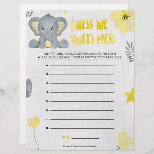 Raten Sie mal, das süße Chaos [Baby Elephant [Gelb Briefbogen (Vorne/Hinten)