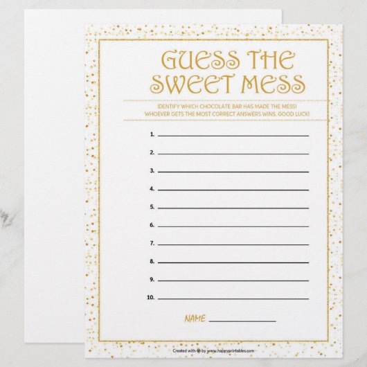 Raten Sie mal, das süße Chaos [goldene Glitzern] Briefbogen (Vorne/Hinten)