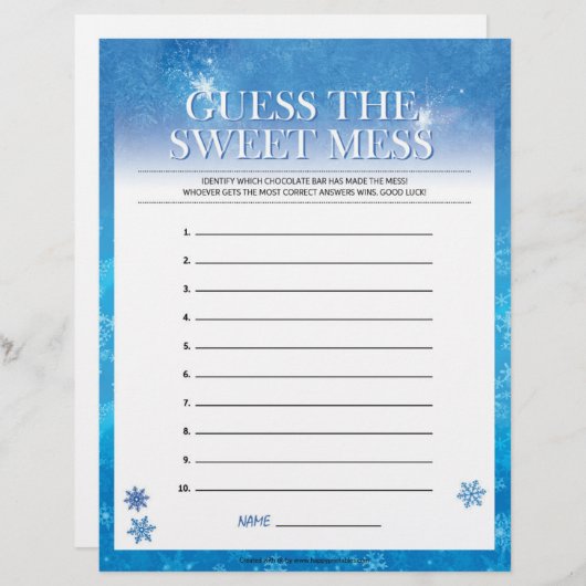 Raten Sie mal, das süße Chaos [Schneeblau] Briefbogen (Vorne/Hinten)