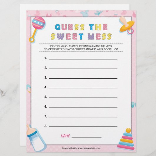 Raten Sie mal, das süße Schlamassel [Baby Basics P Briefbogen (Vorne/Hinten)