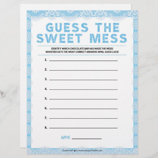 Raten Sie mal das süße Schlamassel [Luxusspitze [b Briefbogen (Vorne/Hinten)