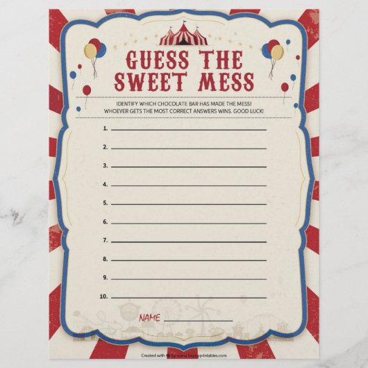 Raten Sie mal das süße Schlamassel [Zirkusthema] Briefbogen (Vorderseite)